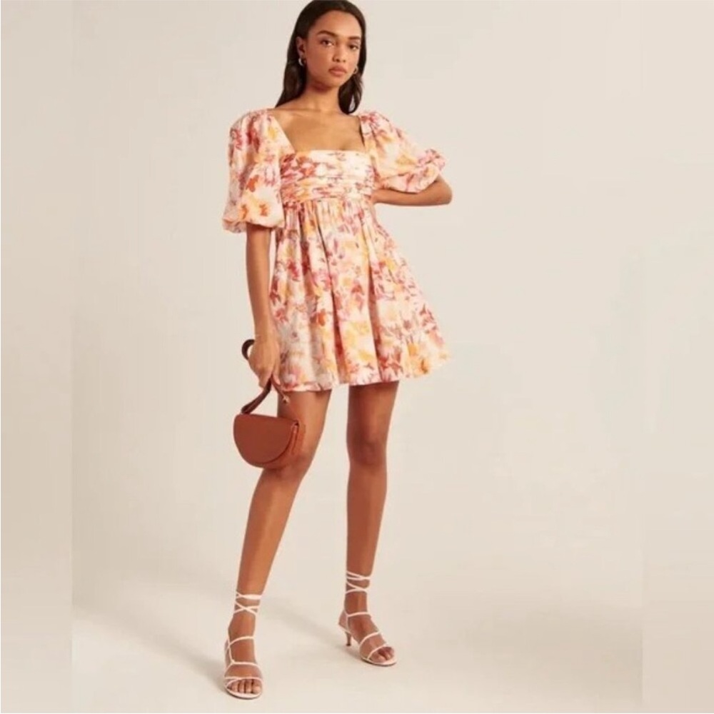 Abercrombie & Fitch Emerson Floral Puff Sleeve Mini Dress